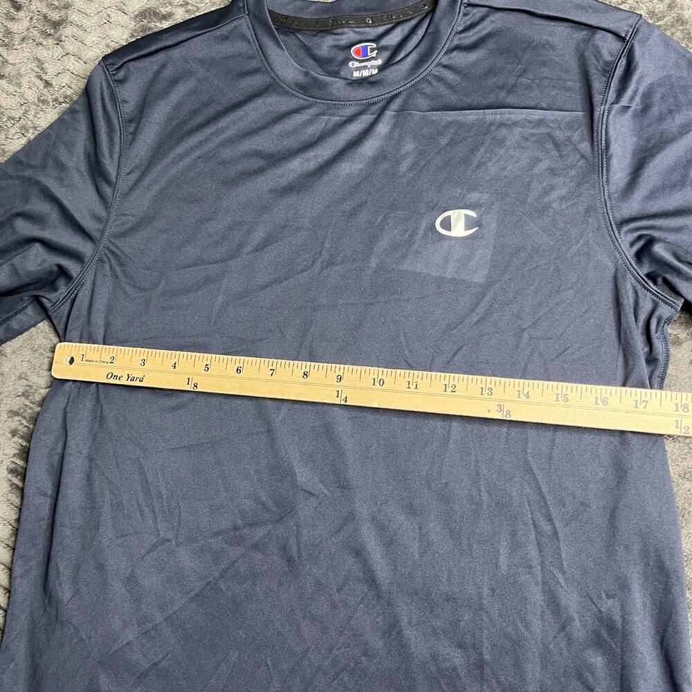 Champion Shirt Mens M Navy Blue Polyester Logo Short Sleeve Athletic - Picture 3 of 5
